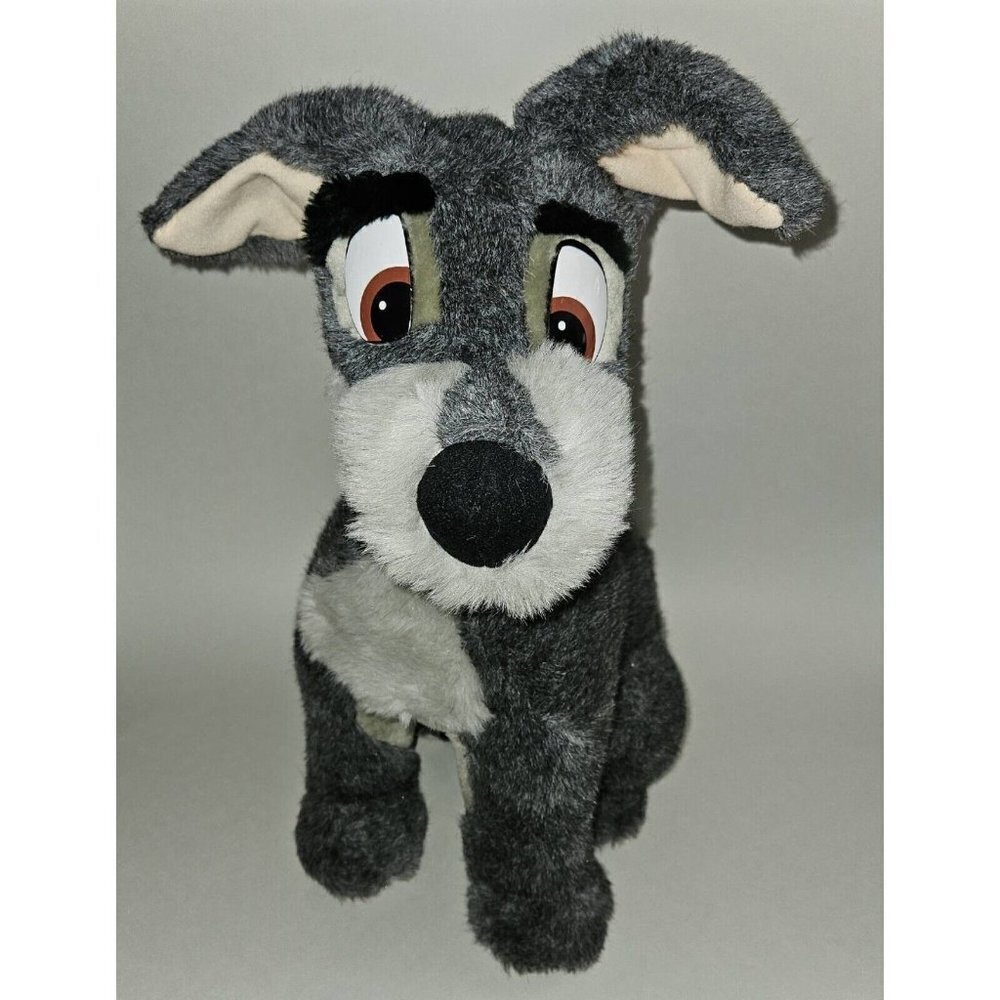 VTG Tramp Disney Parks Plush Gray Dog 15" Stuffed Animal Toy Lady &